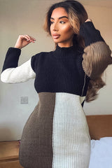 Black Brown and Cream Knit Jumper Dress - Taila-Jumper