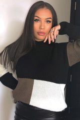 Black Brown and Cream Knit Jumper Dress - Taila-Jumper