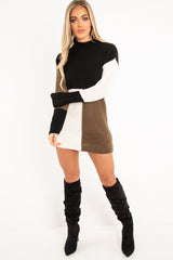 Black Brown and Cream Knit Jumper Dress - Taila-Jumper