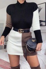 Black Brown and Cream Knit Jumper Dress - Taila-Jumper