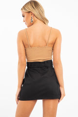 Black Buckle Belted Utility Skirt - Fallyn-Skirts