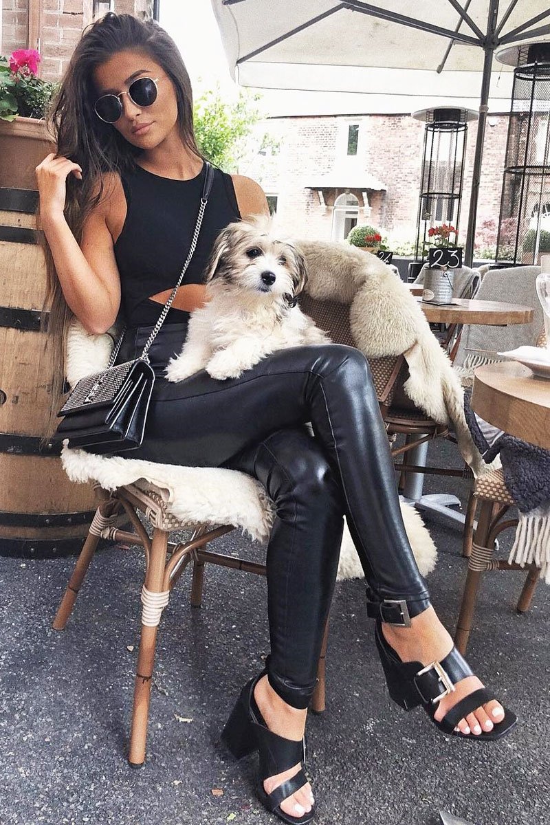 Black Buckle Block Heels - Cadie-Heels