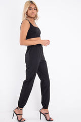 Black Buckle Cargo Pant Crop Top Co-Ord - Kahri-Co-ords