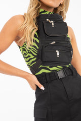 Black Buckle Front Bum Bag - Bex-Bags