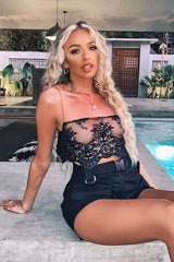 Black Buckle Front Woven Utility Shorts - Minh-Shorts