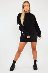 Black Buffalo New York Slogan Sweater Dress - Nazaria-Dresses