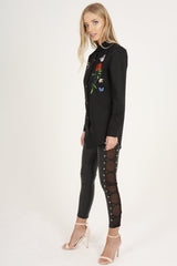 Black Butterfly Embroidered Shirt - Elita-Shirts