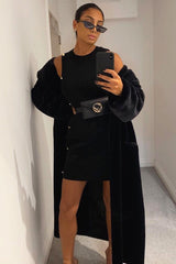 Black Button Front Knitted Jumper Dress - Adalei-Dresses