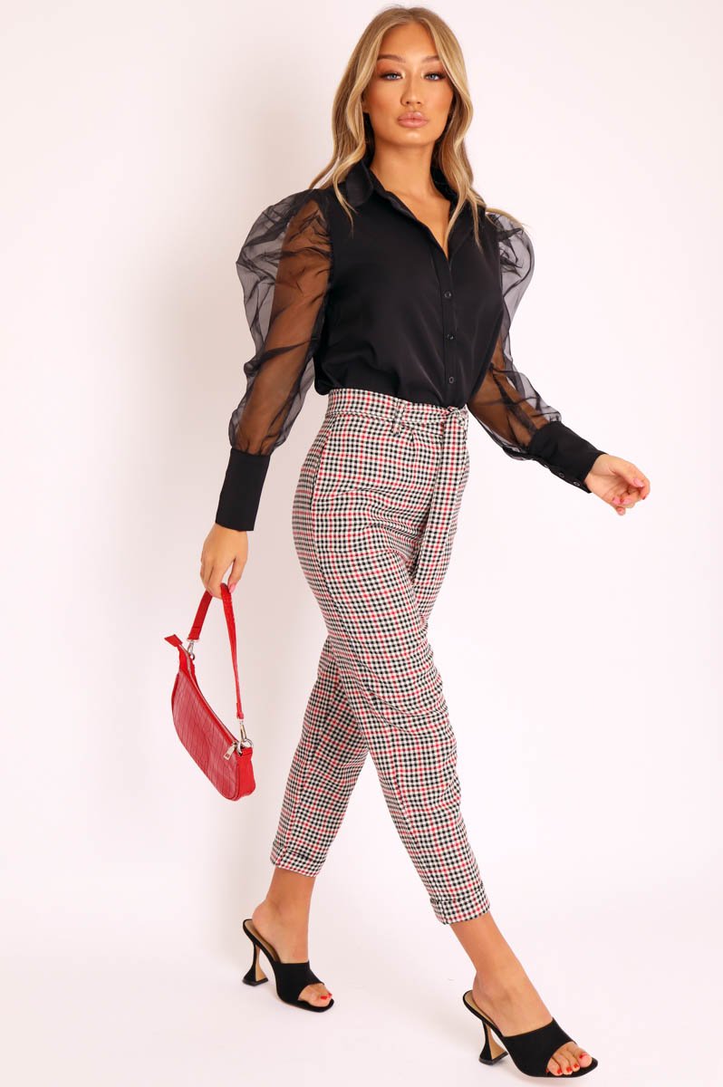 Black Button Front Sheer Long Sleeve Shirt - Fay-Shirts