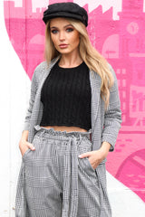 Black Cable Knit Cropped Jumper - Georgie-Jumper