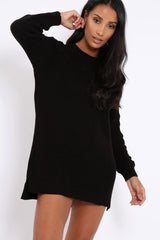 Black Cable Knit Jumper Dress with Cut out Detail - Daysie-Jumper