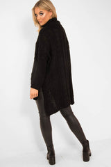 Black Cable Knit Roll Neck Jumper - Laraina-Jumper