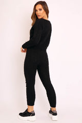 Black Cable Knit Sweater and Leggings Loungewear Co-ord - Ionia-Co-ords