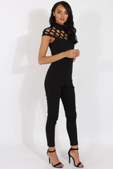 Black Cage Detail Jumpsuit - Aurelia-Jumpsuits