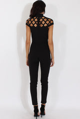 Black Cage Detail Jumpsuit - Aurelia-Jumpsuits