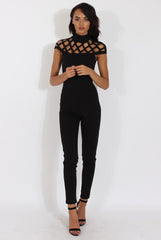 Black Cage Detail Jumpsuit - Aurelia-Jumpsuits