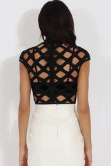 Black Cage High Neck Bodysuit - Tess-Bodysuits