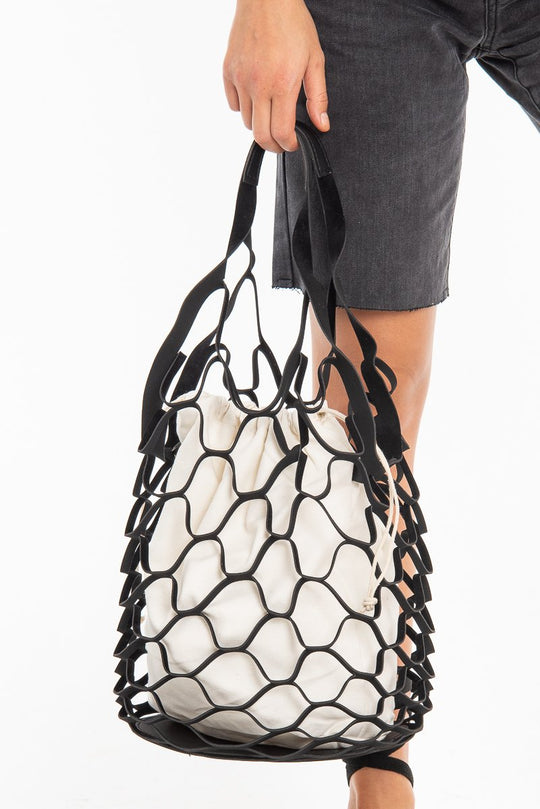 Black Caged Foldable Insert Handbag - Jania