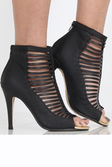 Black Caged Heels - Janet-Heels