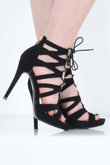 Black Caged Platform Heels - Angelica-Heels