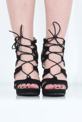 Black Caged Platform Heels - Angelica-Heels