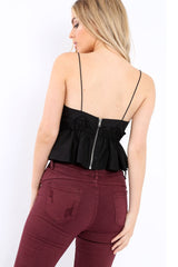 Black Cami Frill Crop Top - Margot-Crop Tops