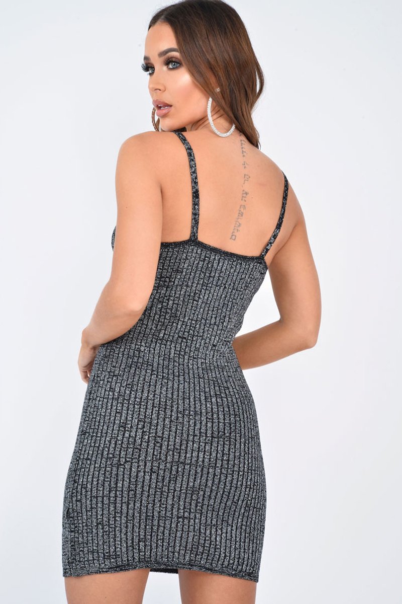 Black Cami Knitted Bodycon Dress - Jannelle-Dresses