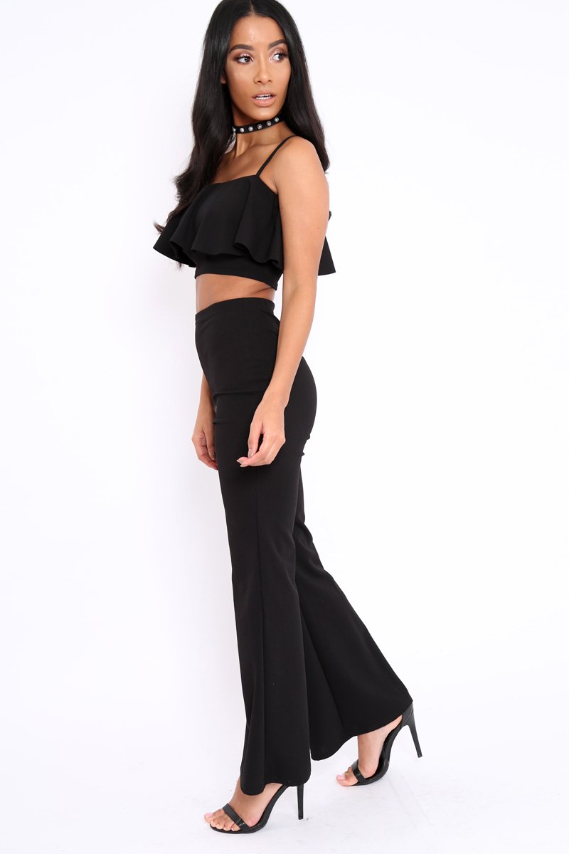 Black Cami Trouser Two Piece Set - Roselle-Co-ords