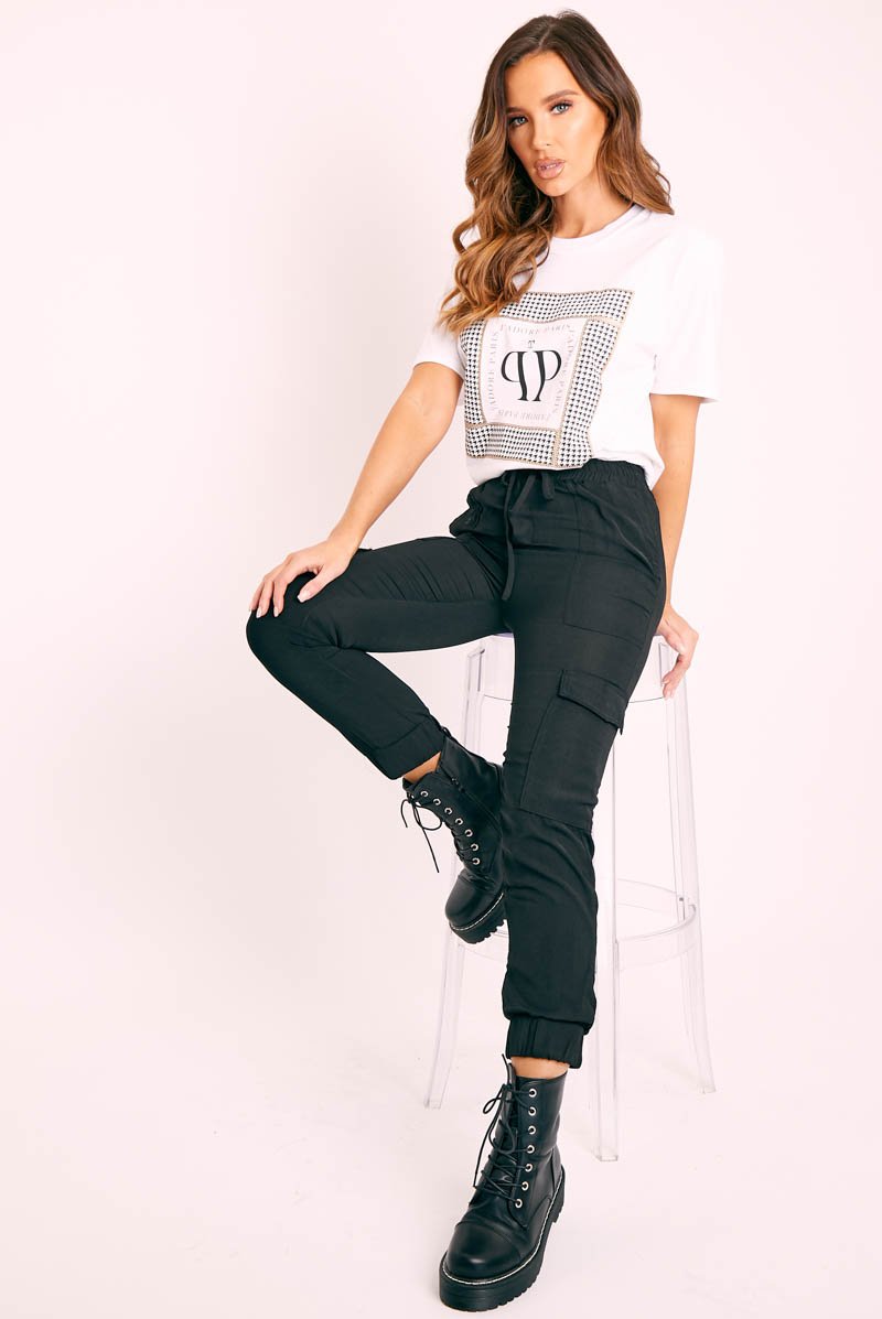 Black Cargo Pocket Joggers - Teigen-Joggers