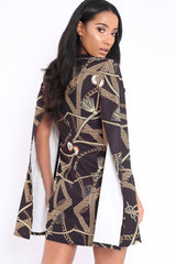 Black Chain Blazer Cape Dress - Nirvi-Dresses