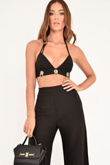 Black Chain Detail Bralet - Georgiana-Bralets
