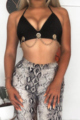 Black Chain Detail Bralet - Georgiana-Bralets