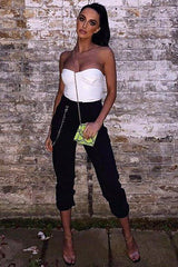 Black Chain Detail Utility Pocket Cargo Trousers - Elinor-Trousers