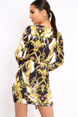 Black Chain Print Dress - Hollee-Dresses