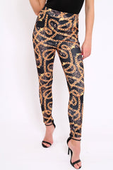 Black Chain Print Trousers - Donika-Trousers