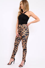 Black Chain Print Trousers - Donika-Trousers