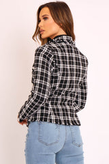 Black Check Boucle Double Breasted Blazer - Suri-Jackets