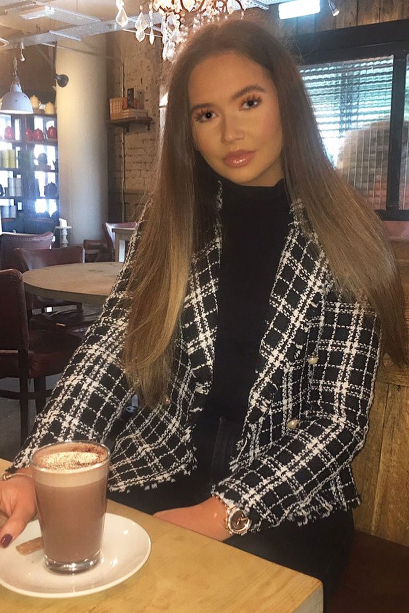 Black Check Boucle Double Breasted Blazer - Suri-Jackets