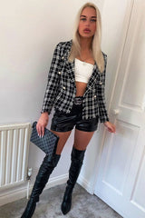 Black Check Boucle Double Breasted Blazer - Suri-Jackets