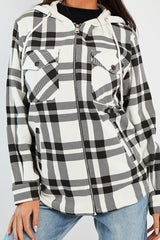 Black Check Hooded Shacket - Destyn-Shacket