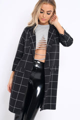 Black Check Long Blazer - Kerrie-Jackets