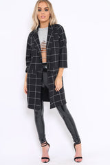 Black Check Long Blazer - Kerrie-Jackets