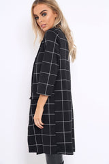 Black Check Long Blazer - Kerrie-Jackets