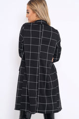 Black Check Long Blazer - Kerrie-Jackets