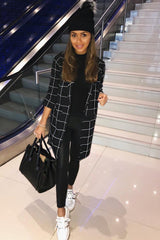 Black Check Long Blazer - Kerrie-Jackets