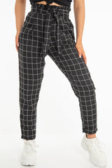 Black Check Paper Bag Trousers - Irma-Trousers