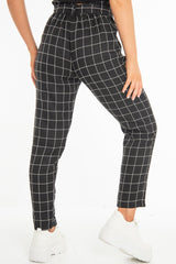Black Check Paper Bag Trousers - Irma-Trousers