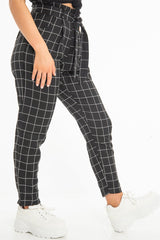 Black Check Paper Bag Trousers - Irma-Trousers