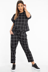 Black Check Short Sleeve Top and Jogger Set - Aimy-Co-ords