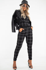 Black Check Sweatshirt Joggers Loungewear Set - Mica-Co-ords